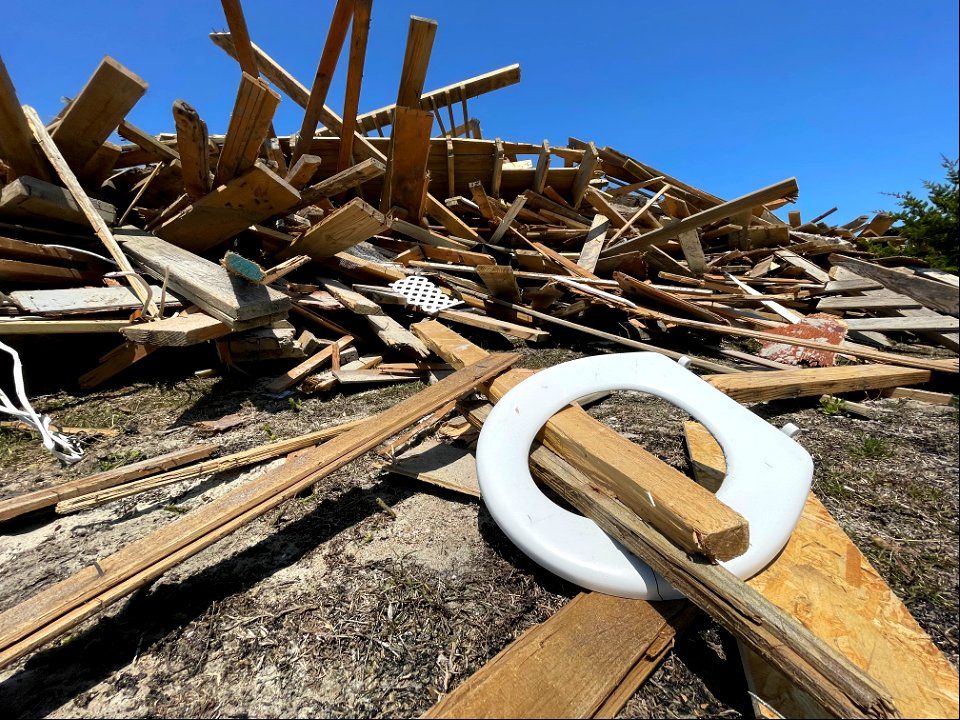 Large amount of collected beach debris at ORV Ramp 23 photo