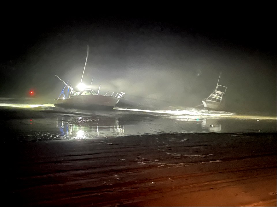 Two grounded vessels near Oregon Inlet on Feb. 2, 2022