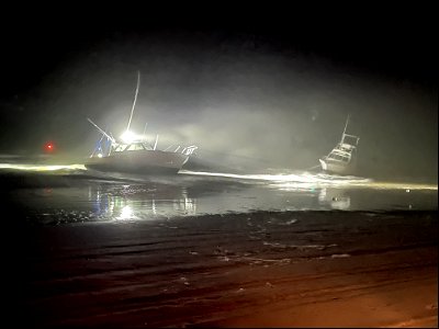 Two grounded vessels near Oregon Inlet on Feb. 2, 2022