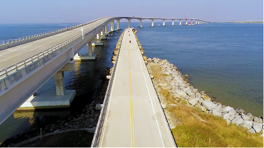 Aerial view of the Bonner Bridge Pier