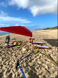 Beach equipment left on beach overnight photo