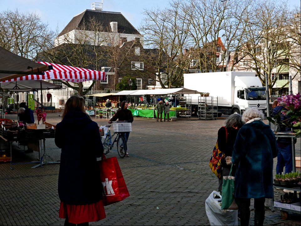 Vegetable and flower market in the old city of Amsterdam; square Amstelveld