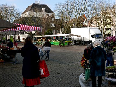 Vegetable and flower market in the old city of Amsterdam; square Amstelveld photo