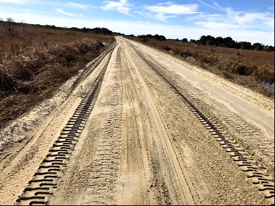 Grading along Ramp 72 on Ocracoke Island