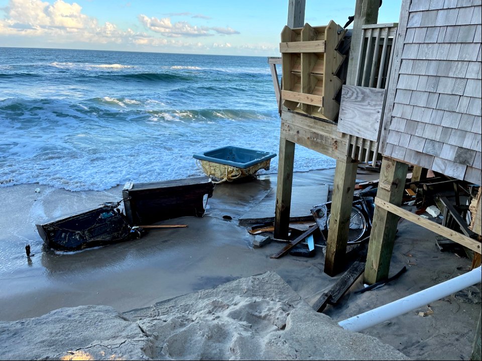 Collapsed house debris in Rodanthe on evening of Feb. 9, 2022 photo