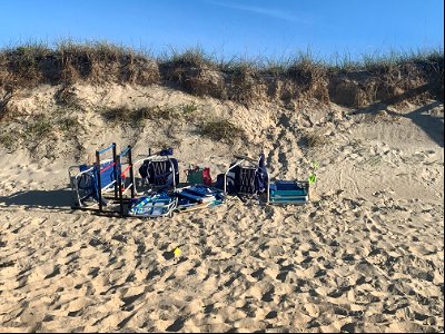 Beach equipment left behind by visitors