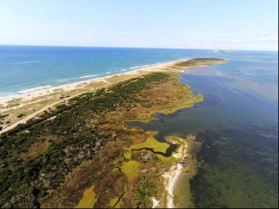 Looking toward south end of Hatteras Island and north end of Ocracoke Island