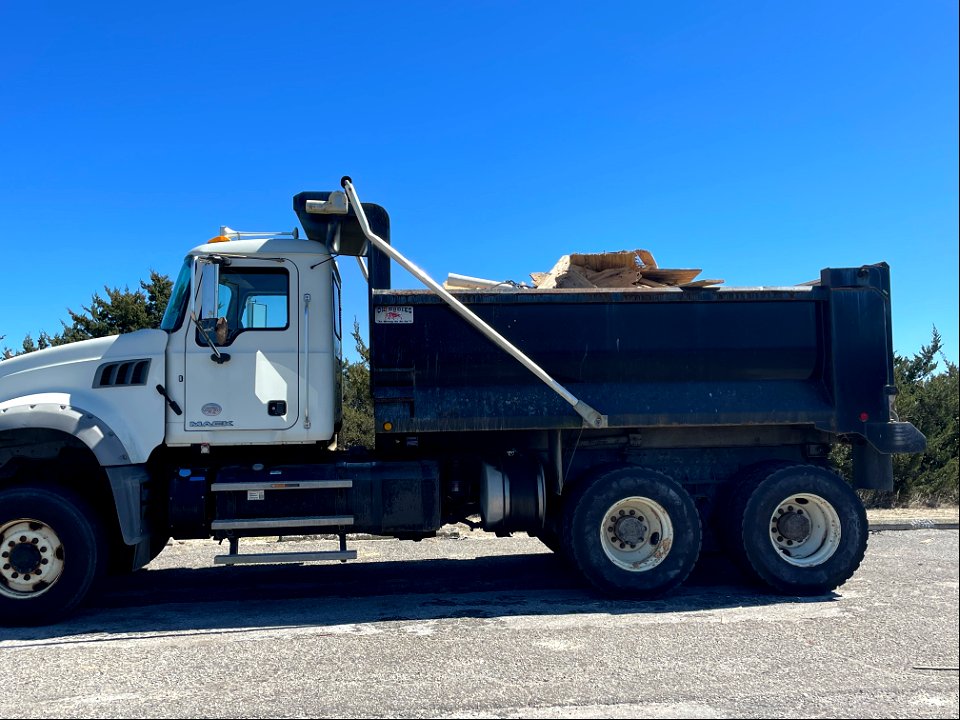 Dump truck full of debris