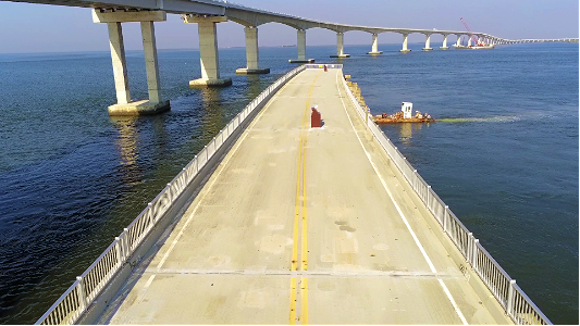 Aerial view of the Bonner Bridge Pier