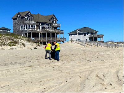 Volunteers participate in beach debris cleanup