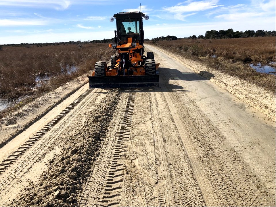 Grading Ramp 72, South Point Road on Ocracoke Island