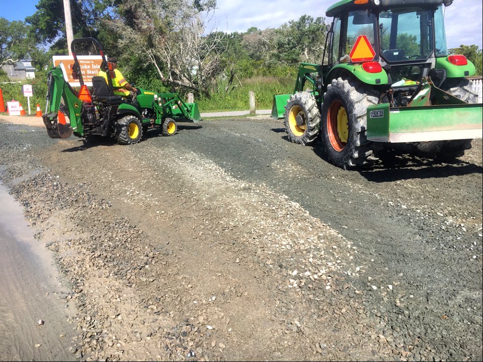 Repair work at Ocracoke Light Station parking area