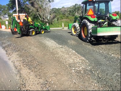 Repair work at Ocracoke Light Station parking area