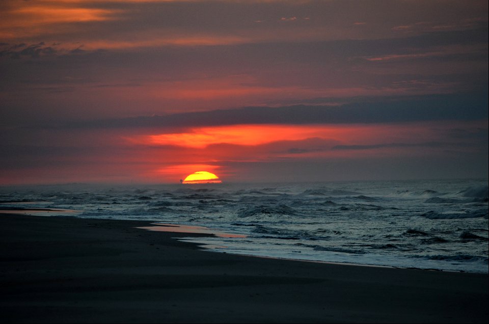Sunrise on Ocracoke Island sea turtle patrol