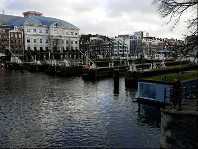 The old water locks called Amstelsluizen, in the river Amstel in Amsterdam city; photo 2022. photo