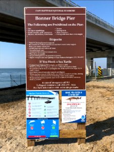 Bonner Bridge Pier rules and etiquette sign