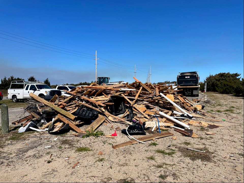 Debris staging pile at Ramp 23