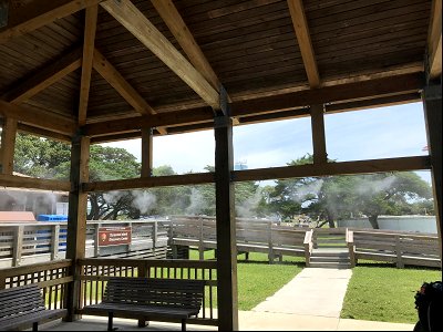 Water misters outside the Ocracoke Island Discovery Center