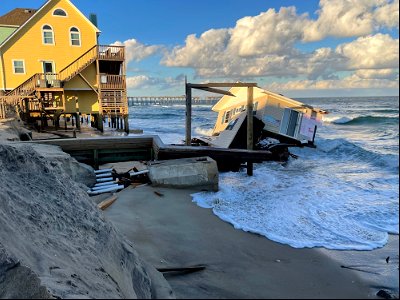 Collapsed house in Rodanthe on evening of Feb. 9, 2022 photo