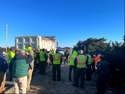 National Park Service employees receive safety briefing in cold temperatures the morning of March 15 photo