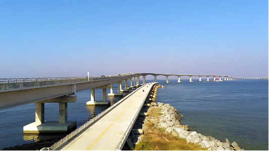 Aerial view of the Bonner Bridge Pier