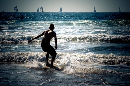 Skimboarding: parallel lines. Sliding doors.