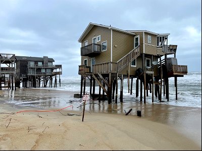 Two houses that collapsed on May 10, 2022 are shown in this photo taken previous day photo