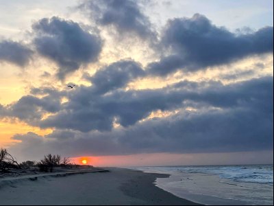 Sunrise at Hatteras Inlet after completing our morning turtle patrol