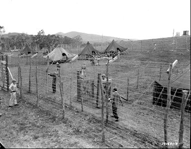 SC 171601-R - Overall view of part of new prison camp for Japanese prisoners as new prisoners move in. First Island Command, New Caledonia. 7 January, 1943.