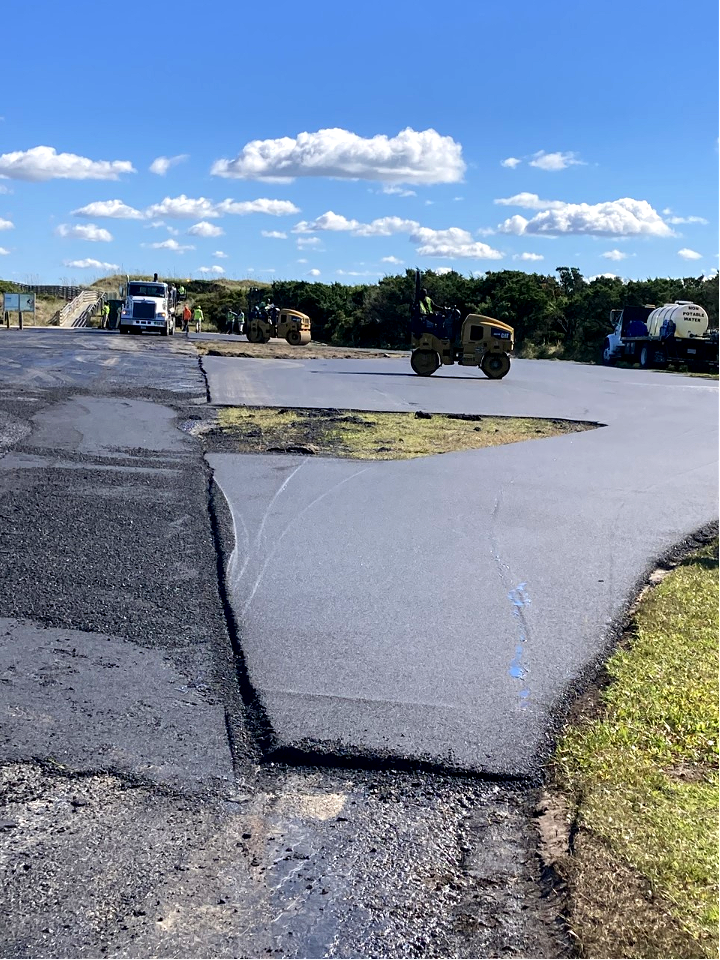 Ocracoke Beach Access parking lot paving project 10-27-2021