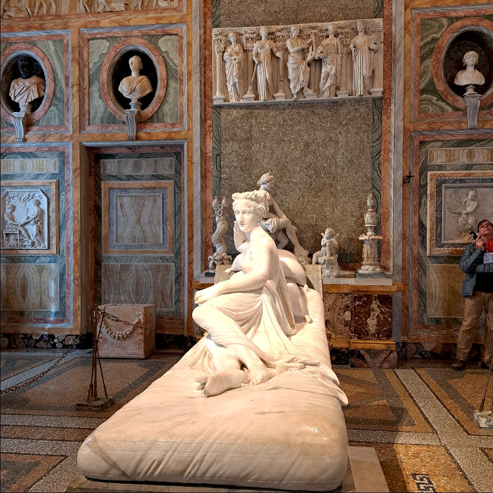 Napoleon's sister on a mattress whe was also a Borghes Villa Borghese Gallary Rome Italy
