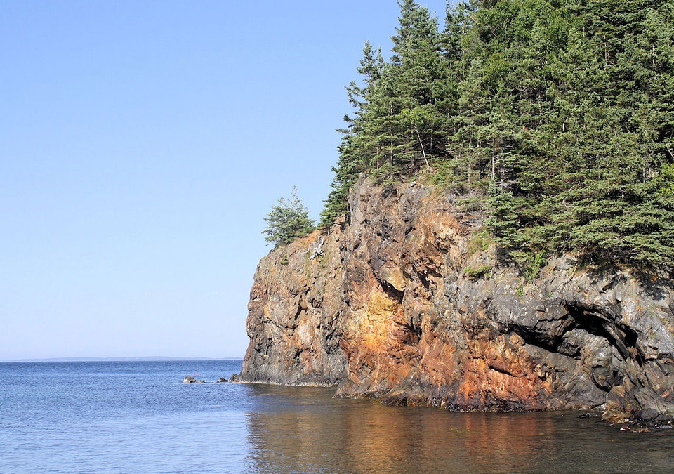 Rocky Cliffs Edge along the ocean side in Maine photo