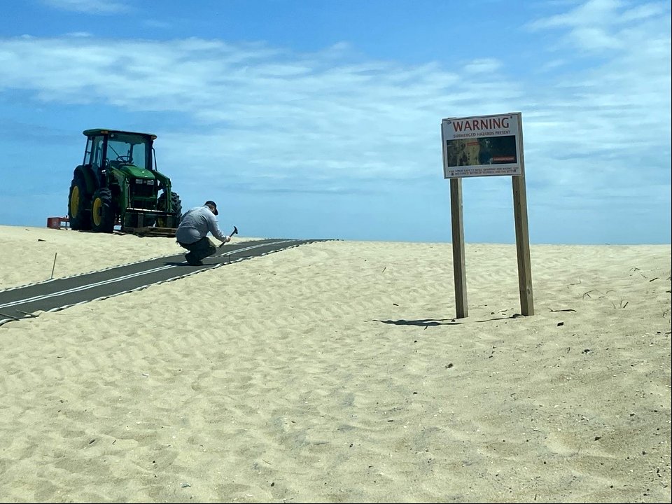 Accessible beach mat at Buxton Beach Access