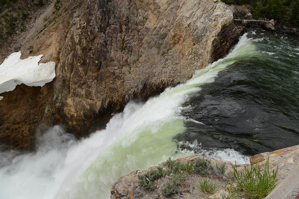 Brink of Lower Falls in Yellowstone Park