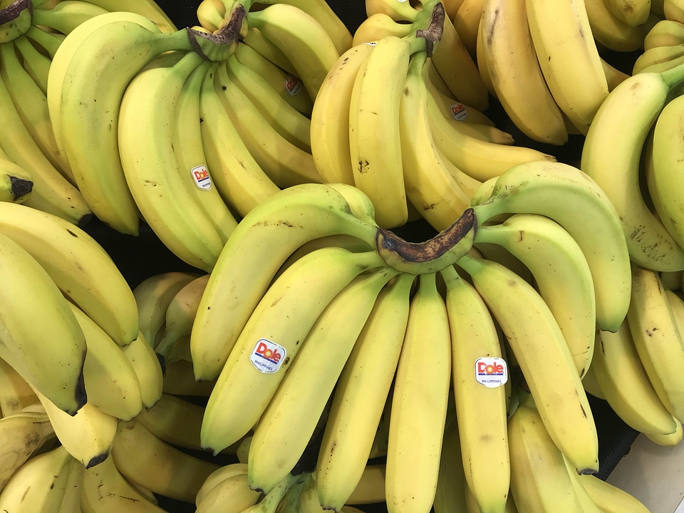 Fresh banana yellow background in the fruit market