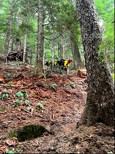 Firefighters digging a fire line on Kalama Fire Sept. 9 2022 - US Forest Service photo.
