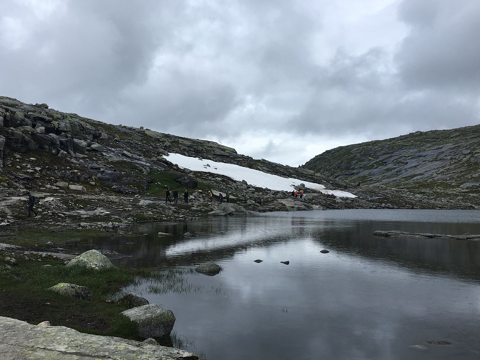 The trail to Troll's Tongue rock in Hordaland county Norway
