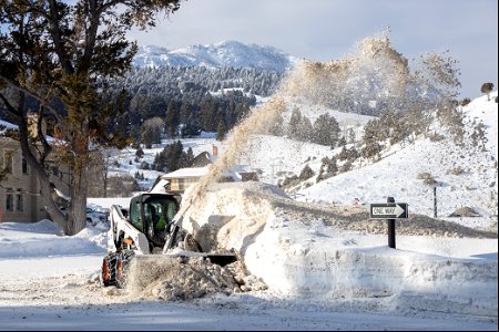 Snow removal in Mammoth Hot Springs (3) photo