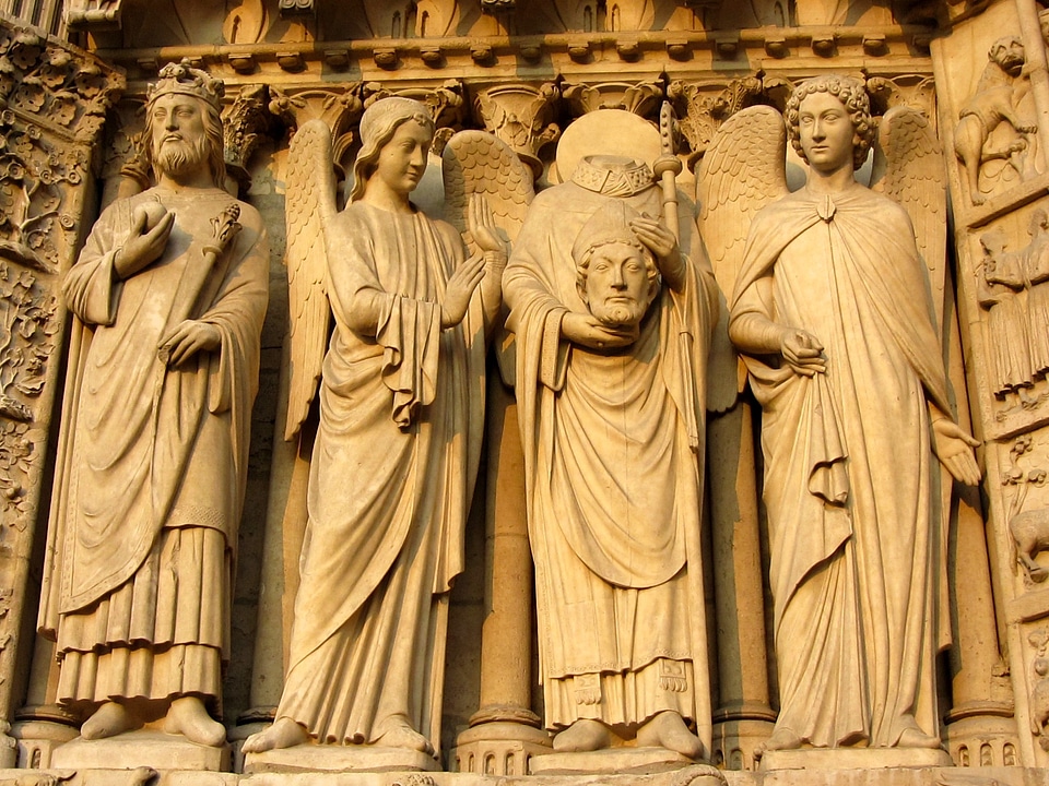 Notre Dame de Paris statues of saints photo