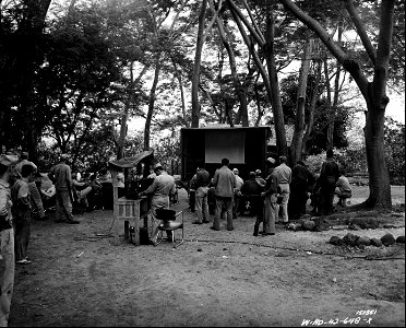 SC 151551 - Open air movies for the Signal Corps men who are stationed out in the desolate areas. Hawaii. photo