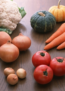 Fresh vegetable on wooden table