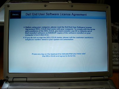 DELL EULA on Inspiron 1420n first boot