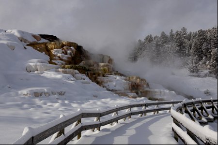 Fresh snow on the boardwalk at Palette Spring photo