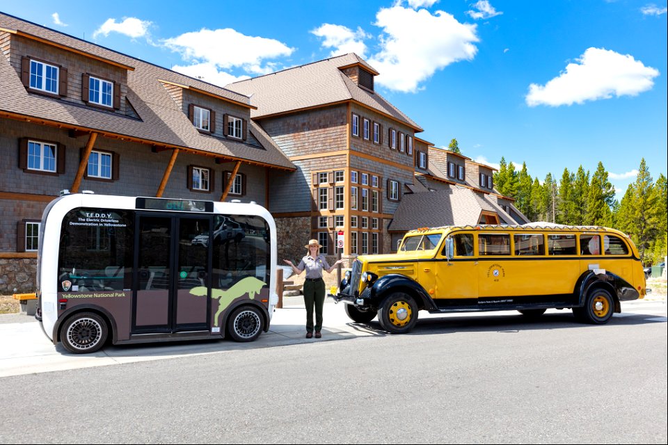 Transportation in Yellowstone, old and new: With NPS employee photo