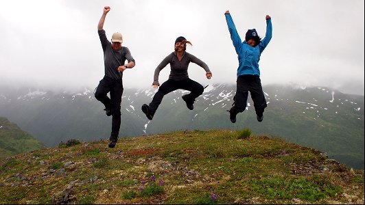 Volunteers and biology technician from Mt. goat research crew