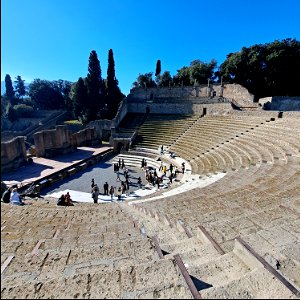 Looking Down at the Grand Theater Ruins Pompeii Italy