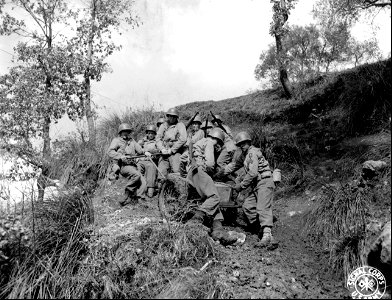 SC 336793 - The terrain traveled by the mortar squads is a tough, rocky, hard to get over ground.