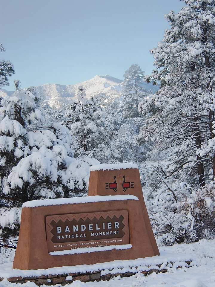 Park Entrance Sign in Winter