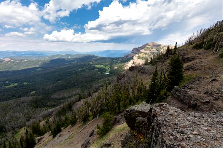 Custer-Gallatin National Forest, Ramshorn Peak Trail: clouds over Fortress Mountain and Ramshorn Lake photo