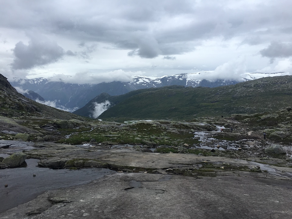 The trail to Troll's Tongue rock in Hordaland county Norway